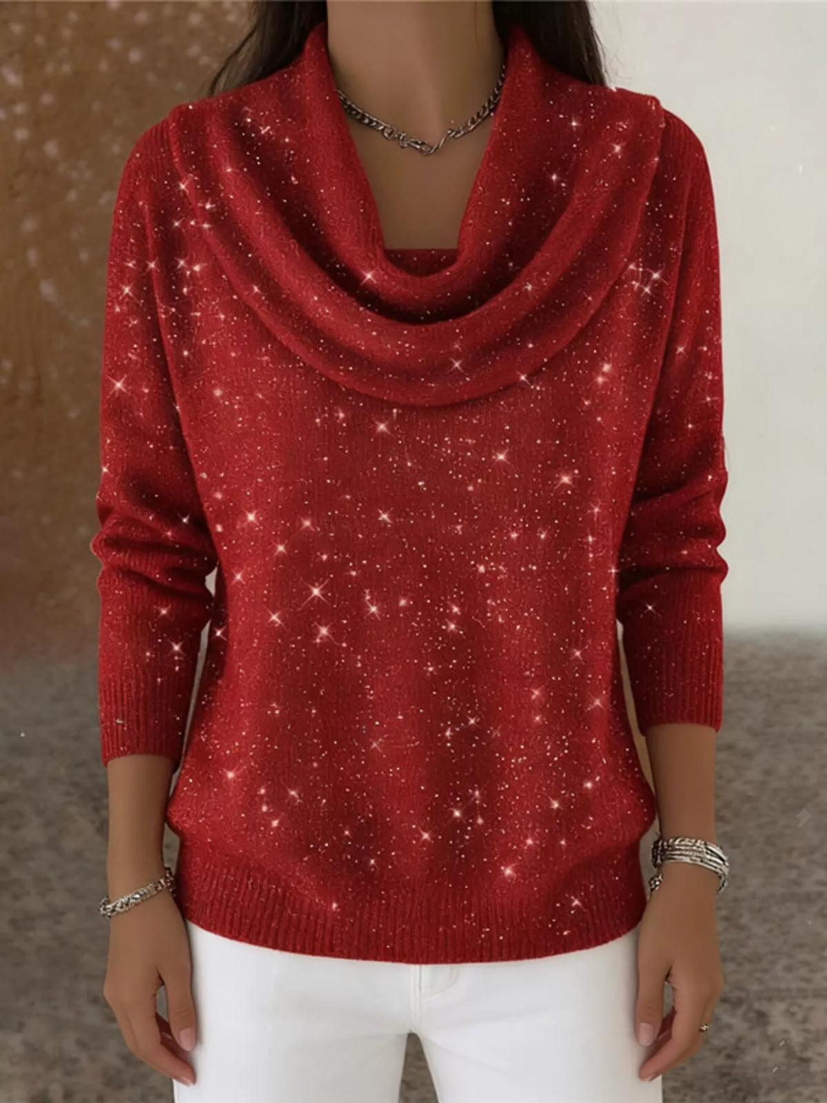 Full Size Solid Color Cowl Neck Sweater Plus Size - Draped in Grace
