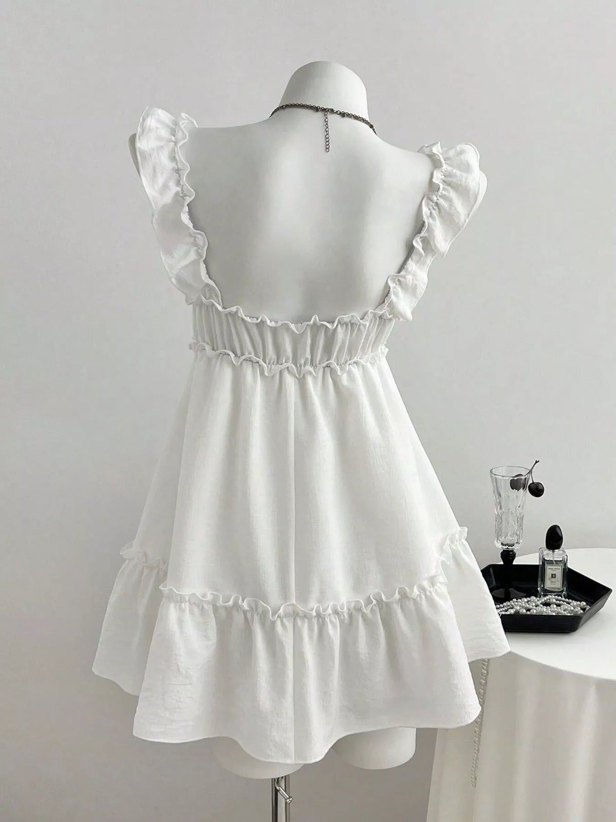 Frill Tie Front Mini Dress - Draped in Grace