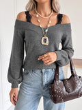 Off-Shoulder Lace Trim Sweater - Draped in Grace