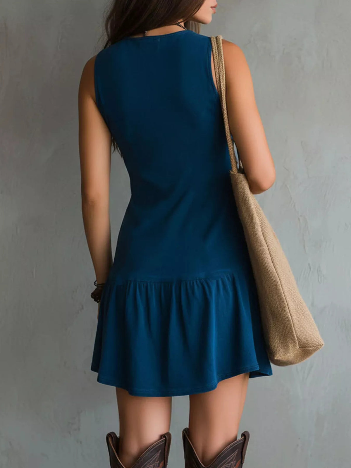 Full Size Sleeveless V-Neck Mini Dress Plus Size - Draped in Grace