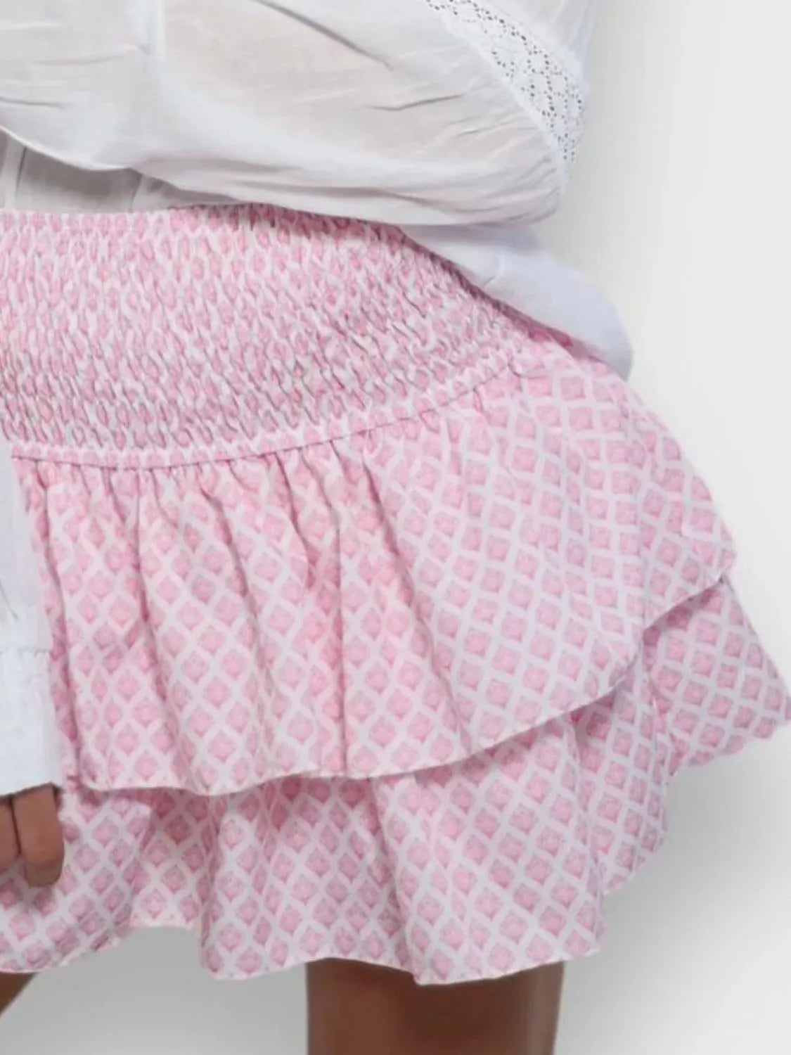 Smocked Wideband Waist Layered Mini Skirt - Draped in Grace
