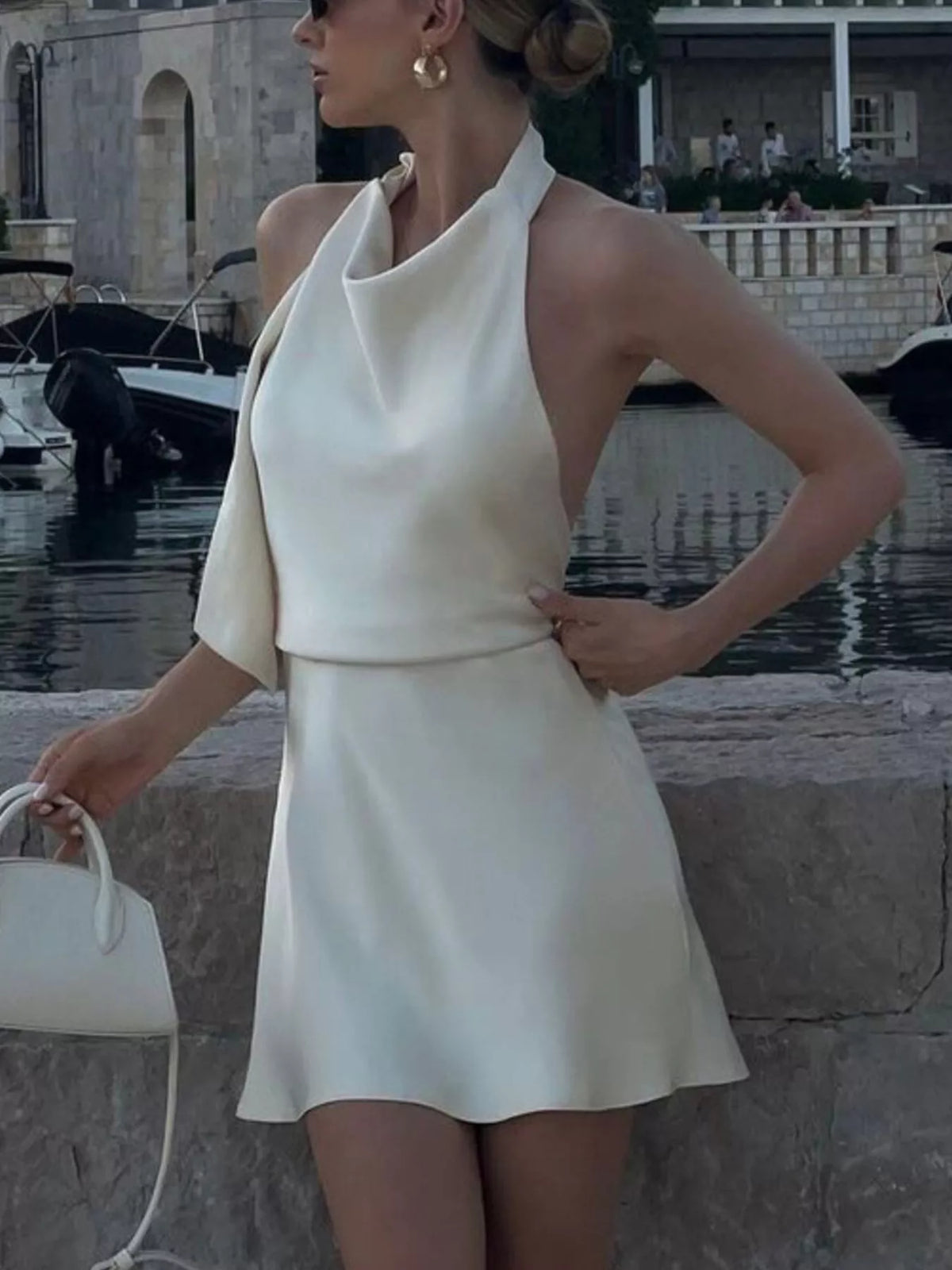 Halter Neck Mini Dress - Draped in Grace