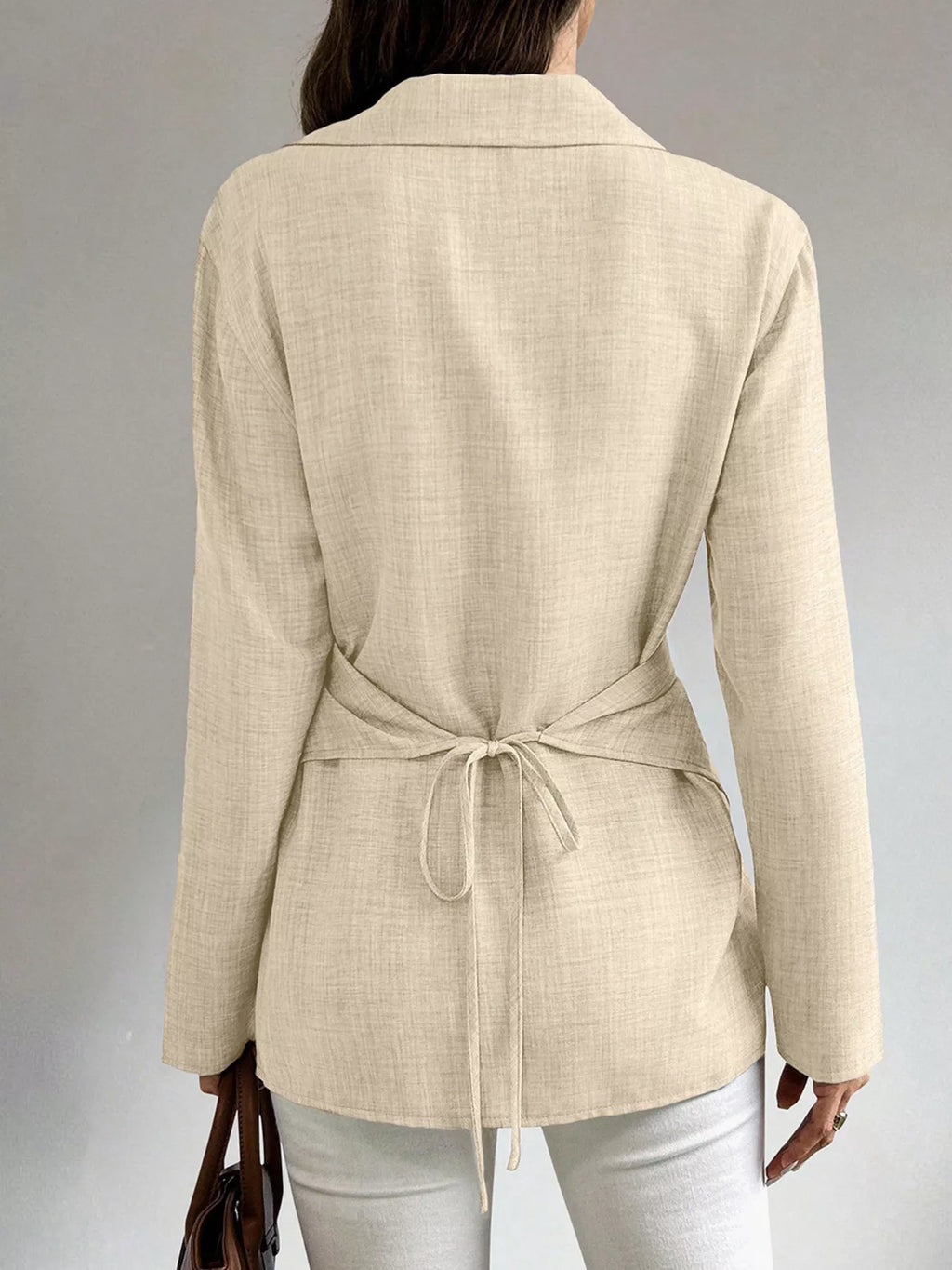 Criss-Cross Wrap Front Long Sleeve Shirt - Draped in Grace