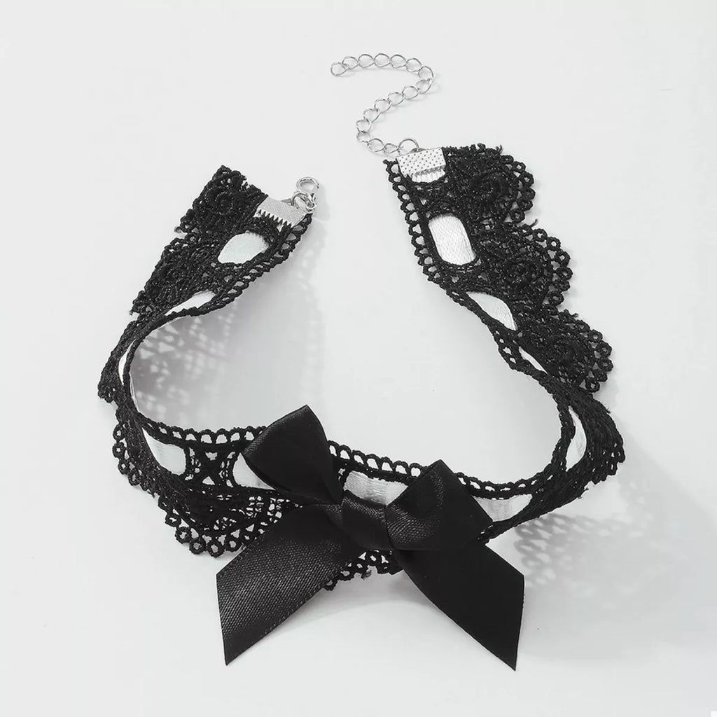 Lace Bow Choker Necklace - Draped in Grace