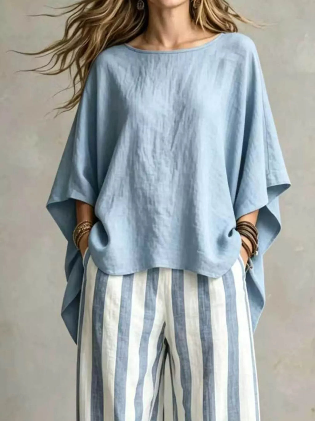 Full Size Solid Color Top and Pants Set Plus Size - Draped in Grace