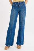 RISEN Seam Detail Wide Leg Jeans - Draped in Grace