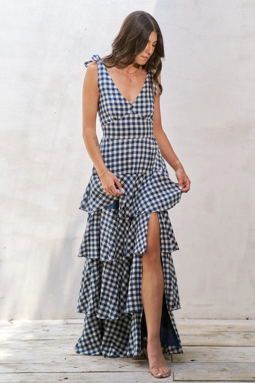 Jade By Jane Gingham Tiered Maxi Dress
