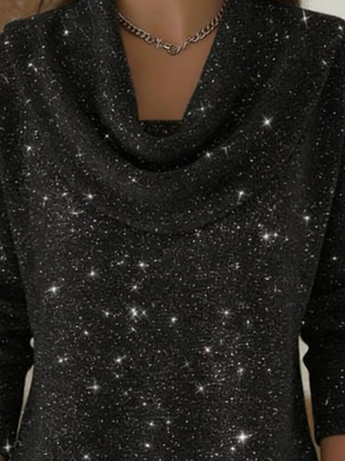 Full Size Solid Color Cowl Neck Sweater Plus Size - Draped in Grace