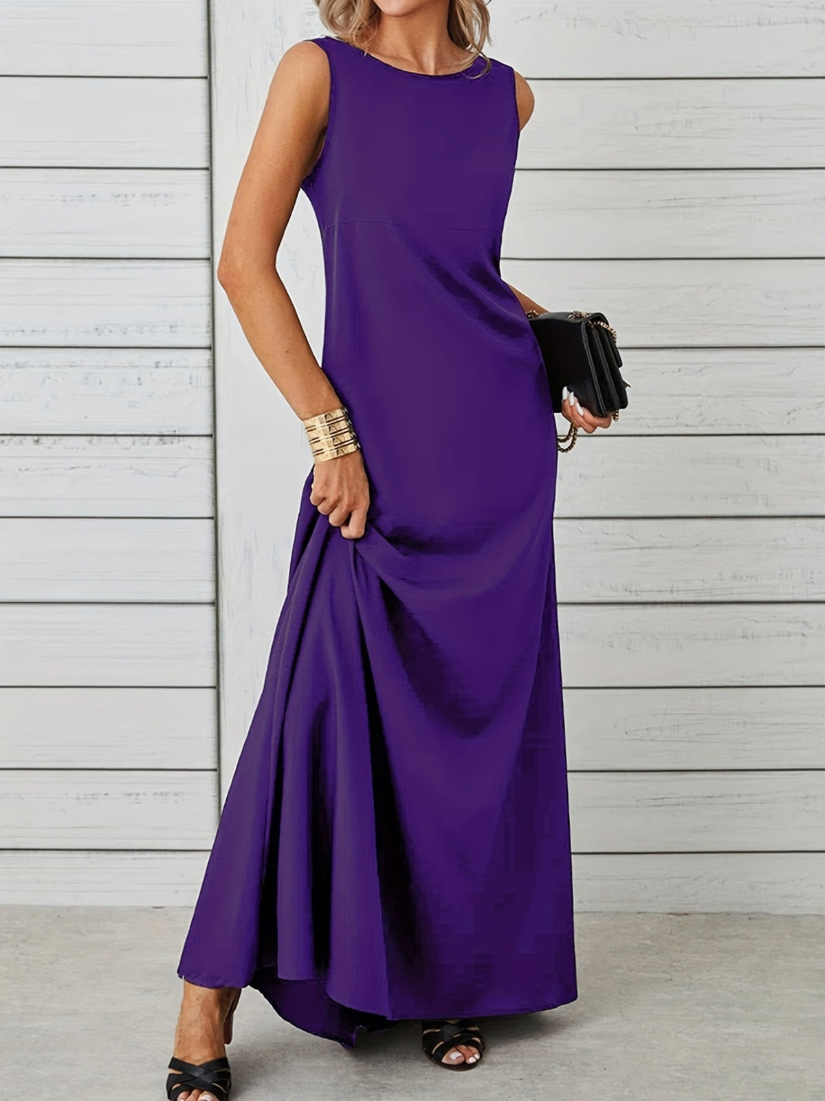 Sleeveless Flowy Maxi Dress - Draped in Grace