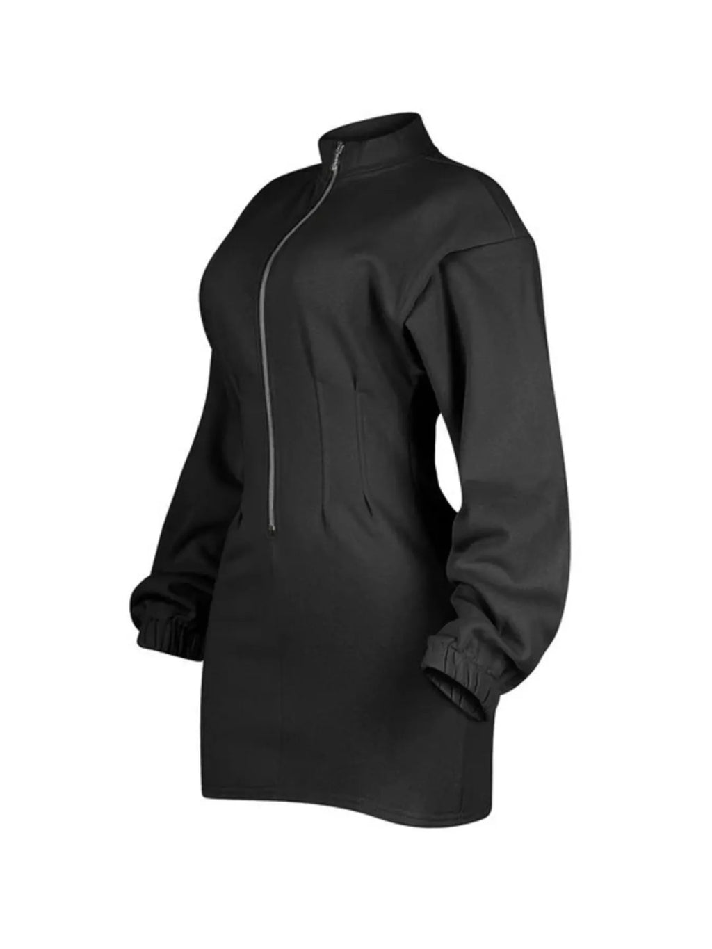 Casual Zip-Up Long Sleeve Mini Dress - Draped in Grace