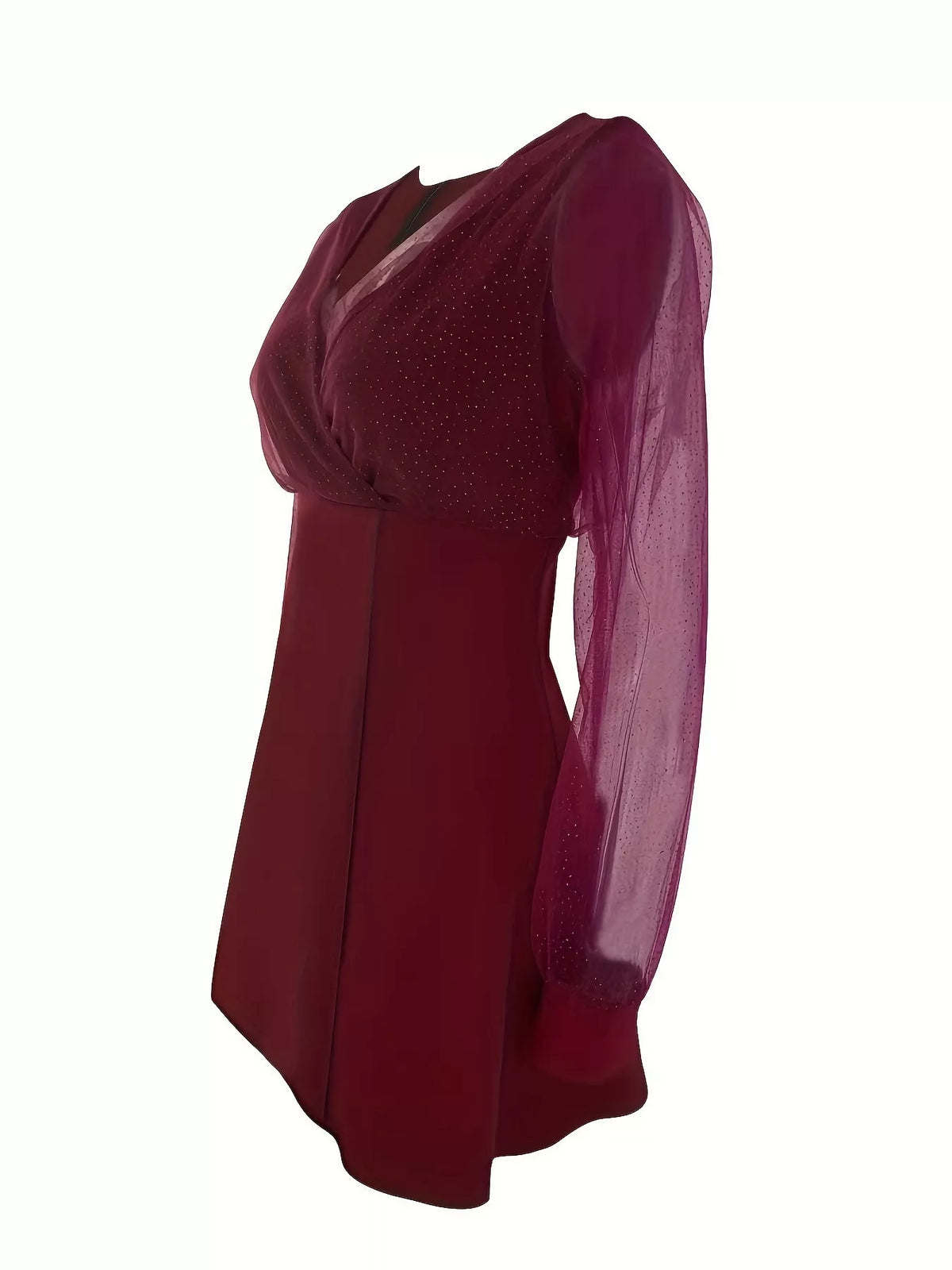 Glitter Mesh Long Sleeve Mini Dress - Draped in Grace