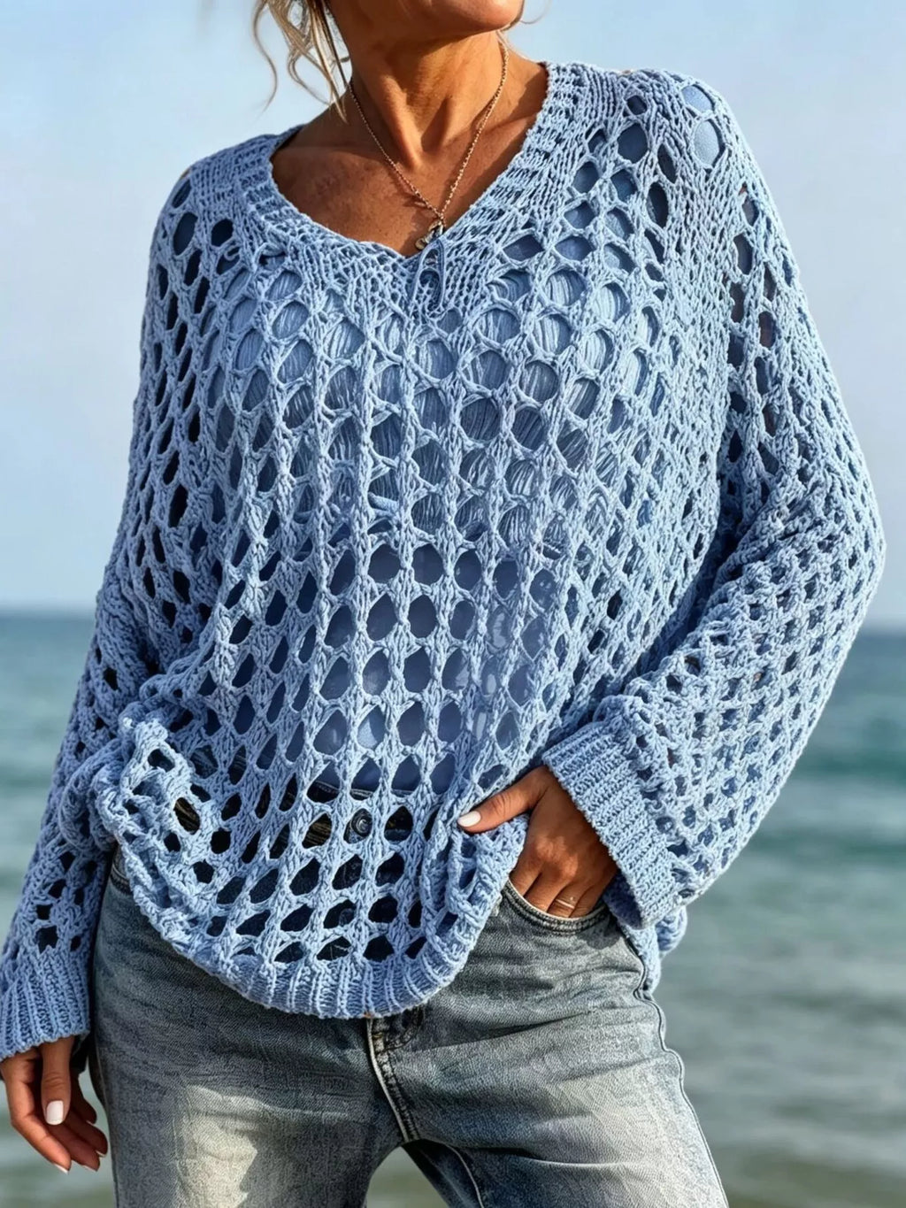 Lightweight Openwork Crochet Knit Cover Up - Draped in Grace