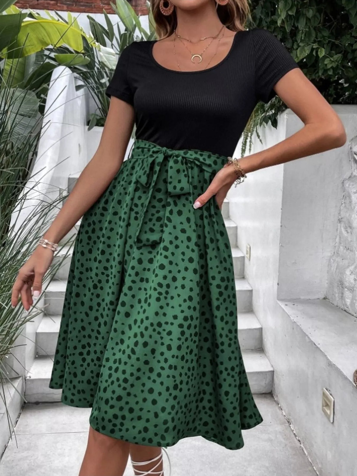 Leopard Print Tie-Waist Dress - Draped in Grace