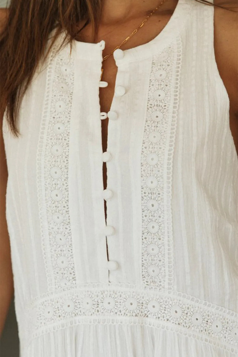 Half Button Sleeveless Mini Dress - Draped in Grace