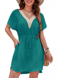 Drawstring Waist V-Neck Mini Dress - Draped in Grace