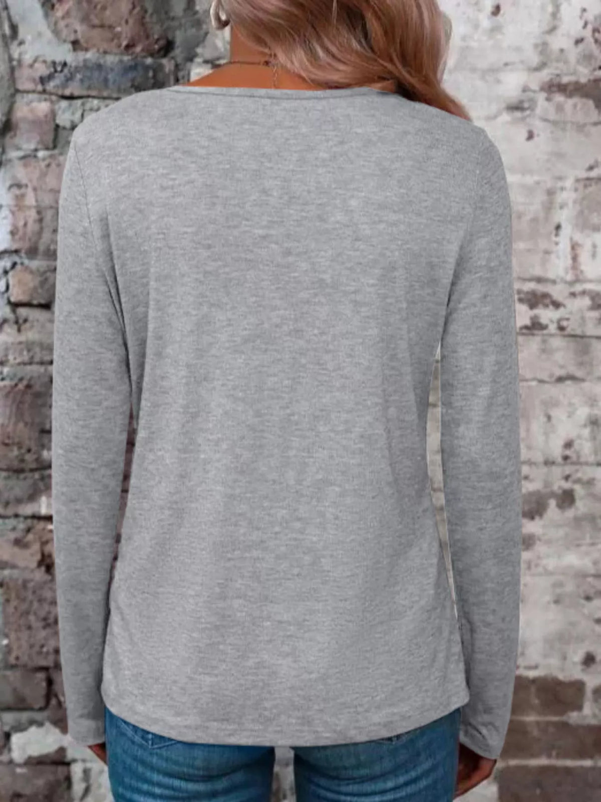 Crisscross V-Neck Long Sleeve T-Shirt - Draped in Grace