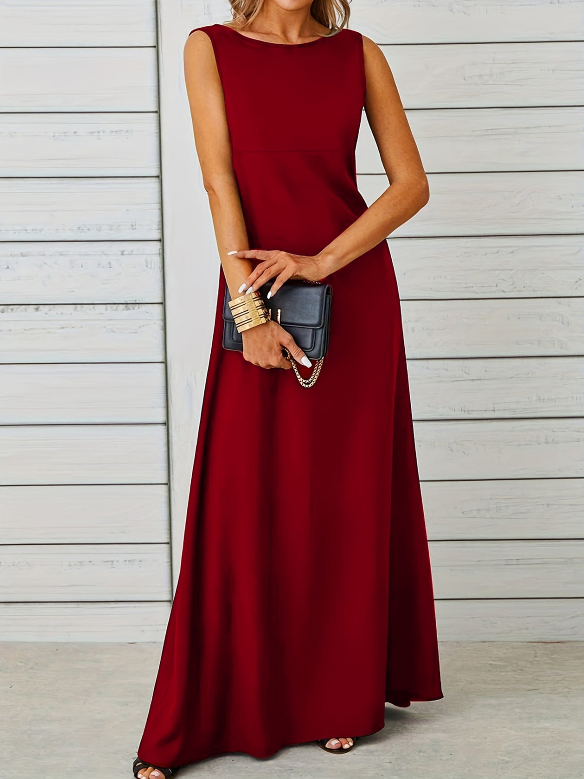 Sleeveless Flowy Maxi Dress - Draped in Grace