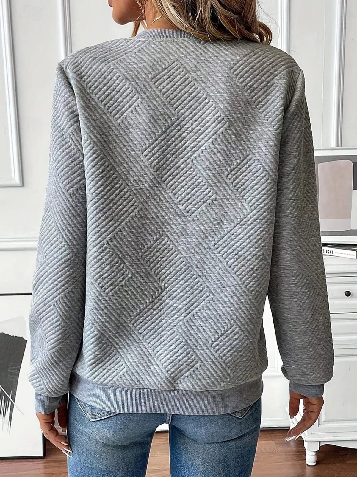 Textured Quarter-Zip Sweatshirt - Draped in Grace