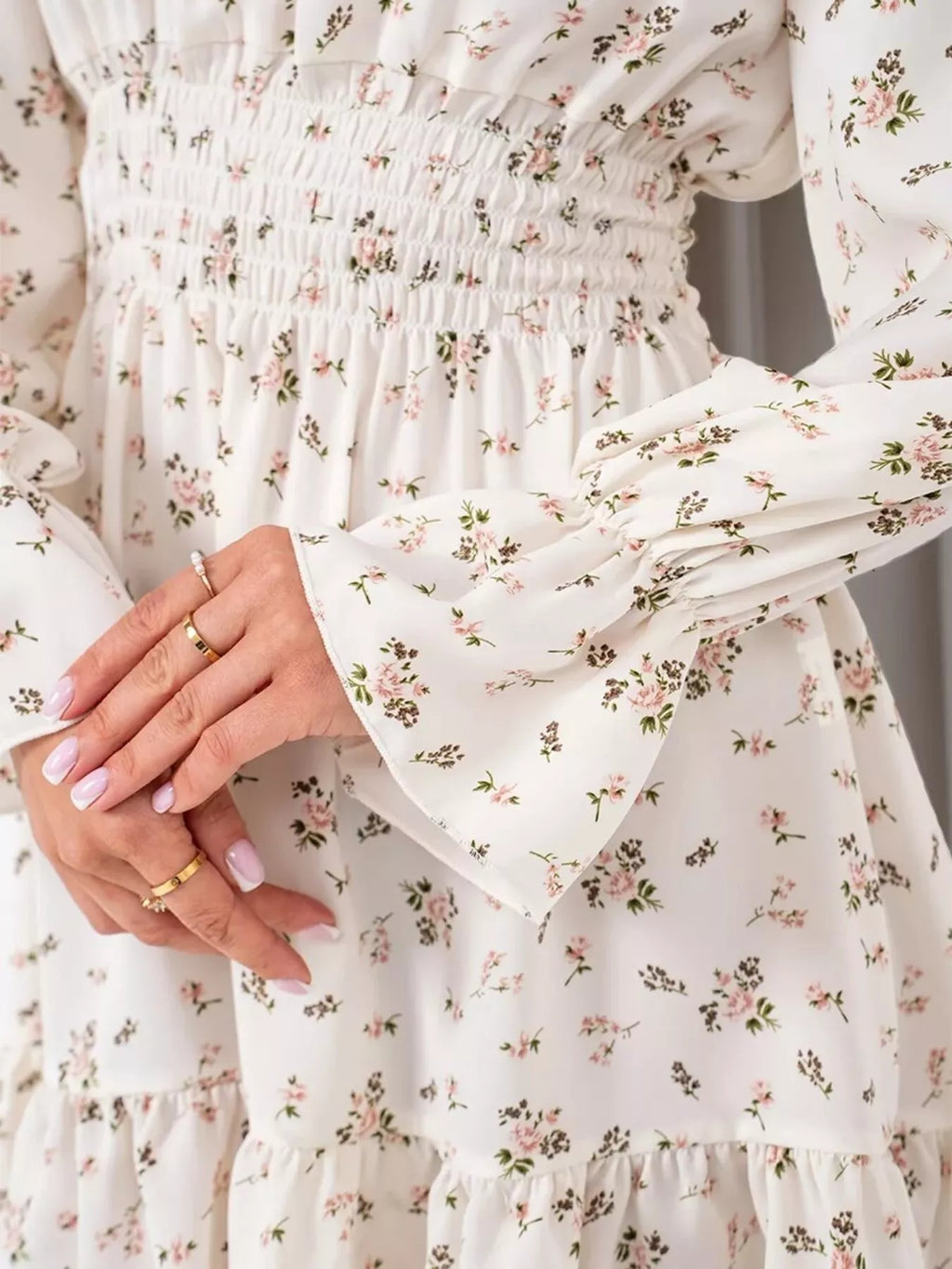 Off-Shoulder Floral Print Ruffle Dress - Draped in Grace