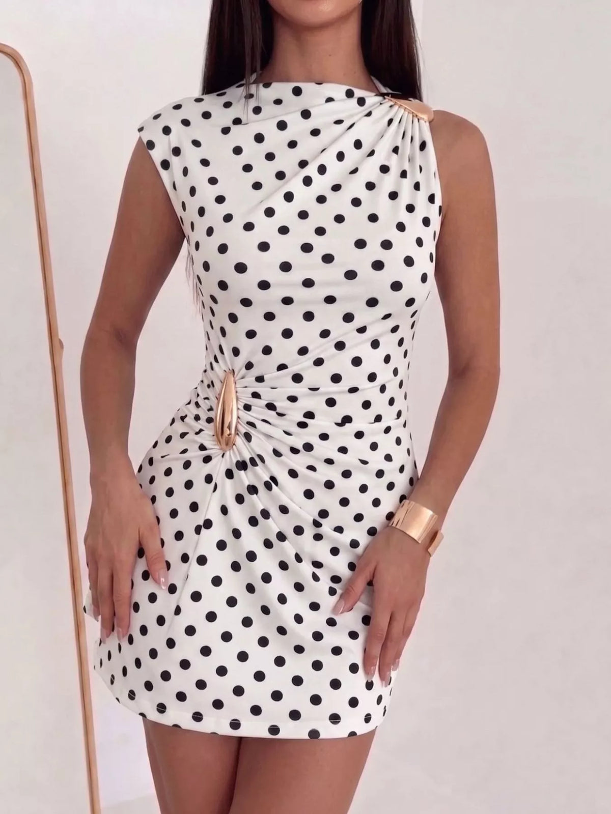 Ruched Asymmetrical Sleeveless Mini Dress - Draped in Grace