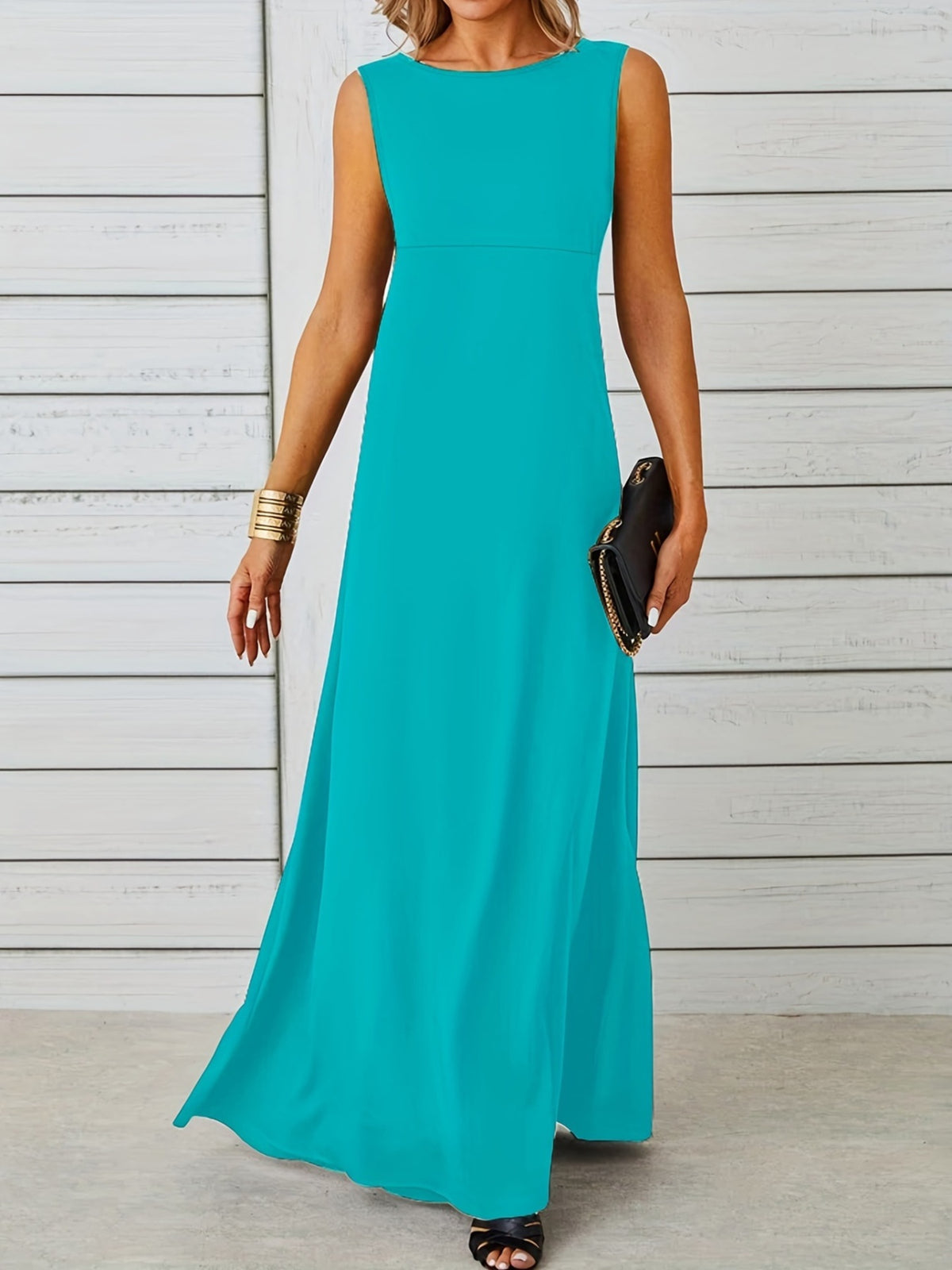 Sleeveless Flowy Maxi Dress - Draped in Grace