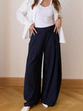 High-Waisted Wide-Leg Pants - Draped in Grace