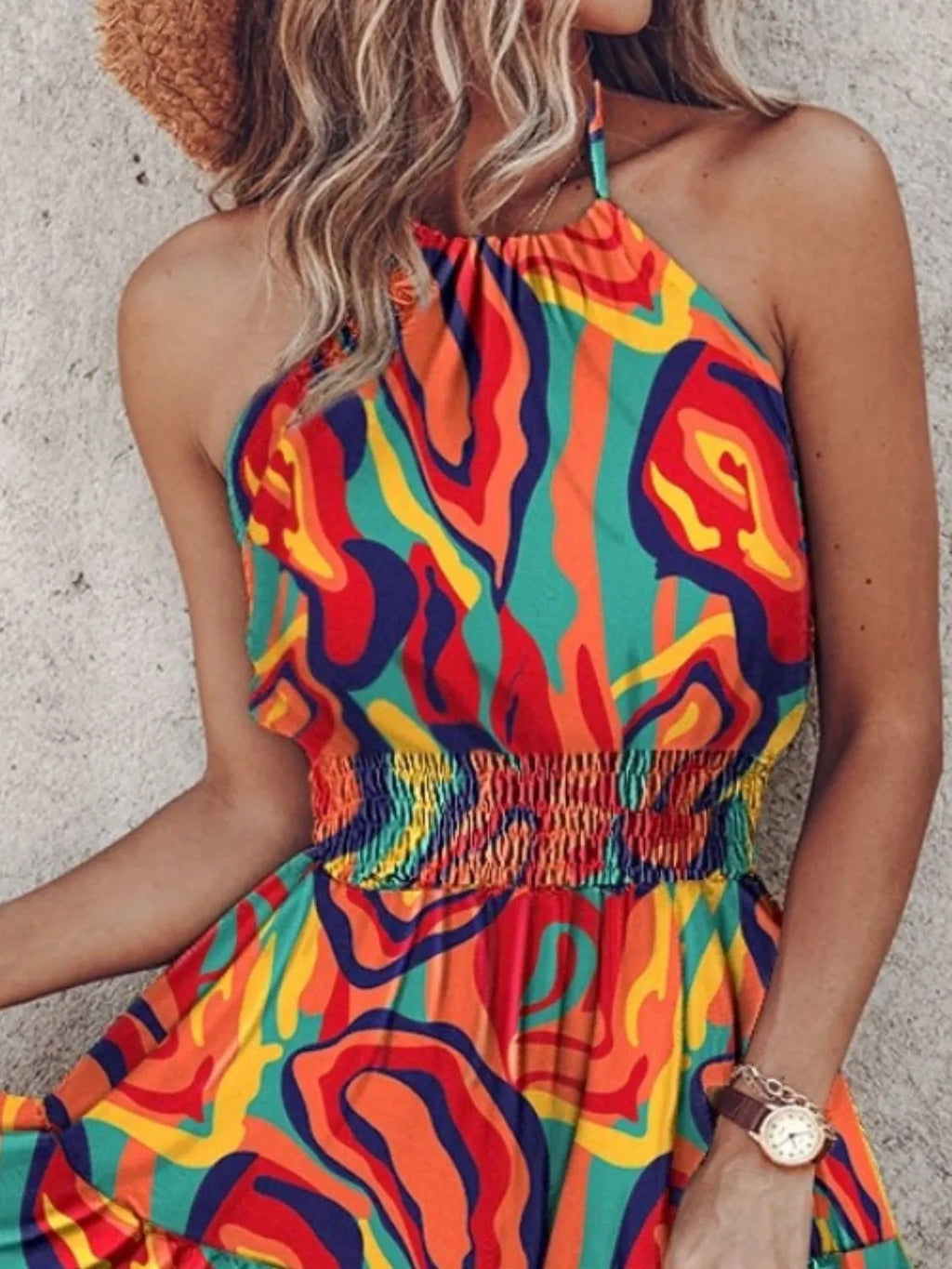 Paisley Print Halter Neck Mini Dress - Draped in Grace