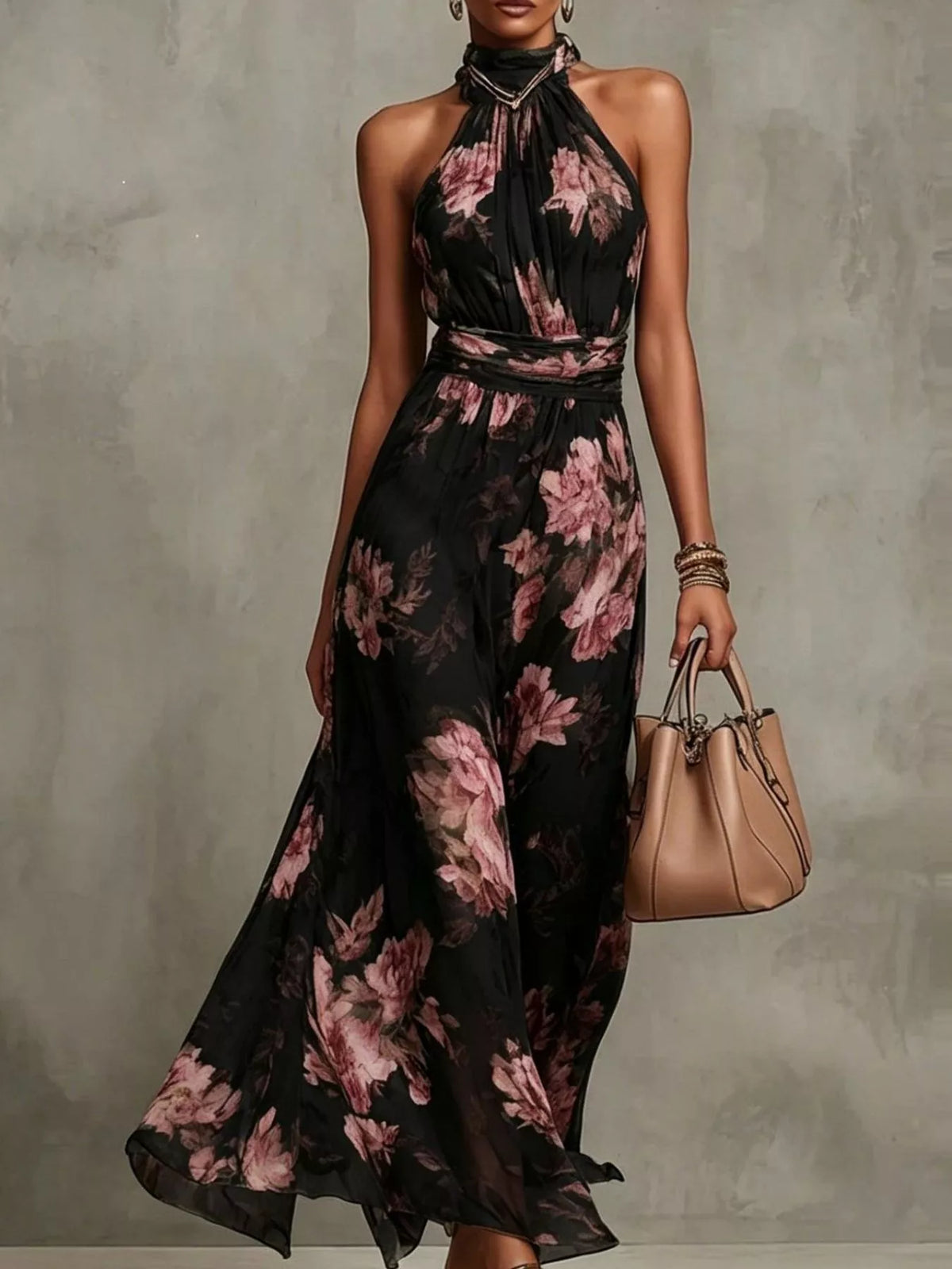 Full Size Floral Print Sleeveless Maxi Dress Plus Size - Draped in Grace