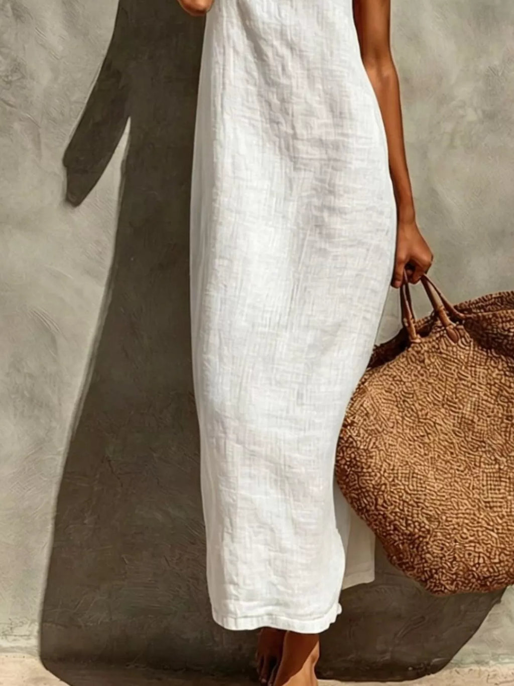 Sleeveless Linen Casual Maxi Dress - Draped in Grace