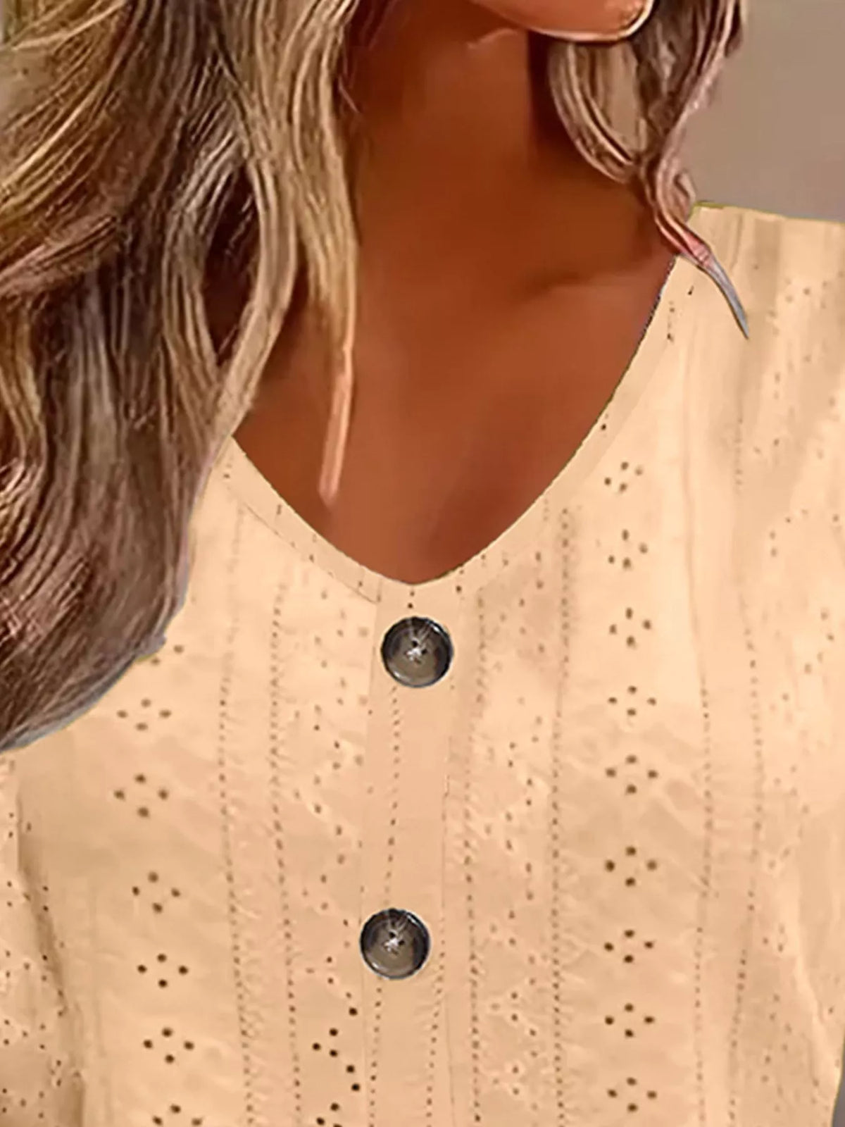 Eyelet Tie-Sleeve Detail Top - Draped in Grace