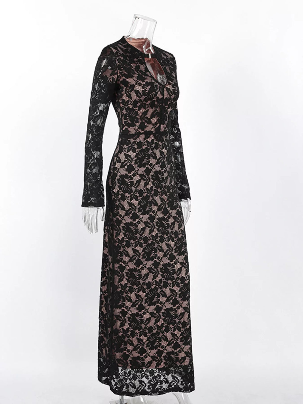 Lace Long-Sleeve Bodycon Maxi Dress - Draped in Grace
