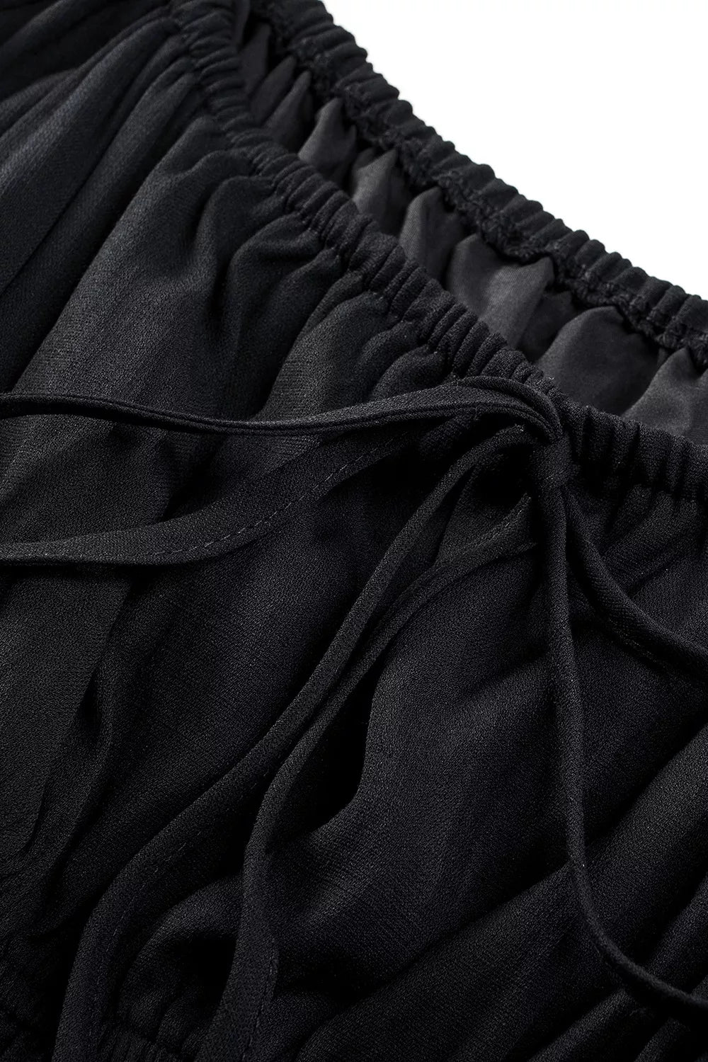 Solid Color Long Sleeve Shirred Drawstring Ruffle Mini Dress - Draped in Grace