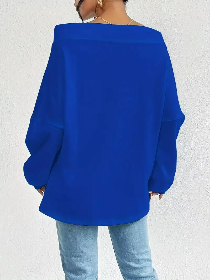 Off-Shoulder Drawstring Sweatshirt - Draped in Grace