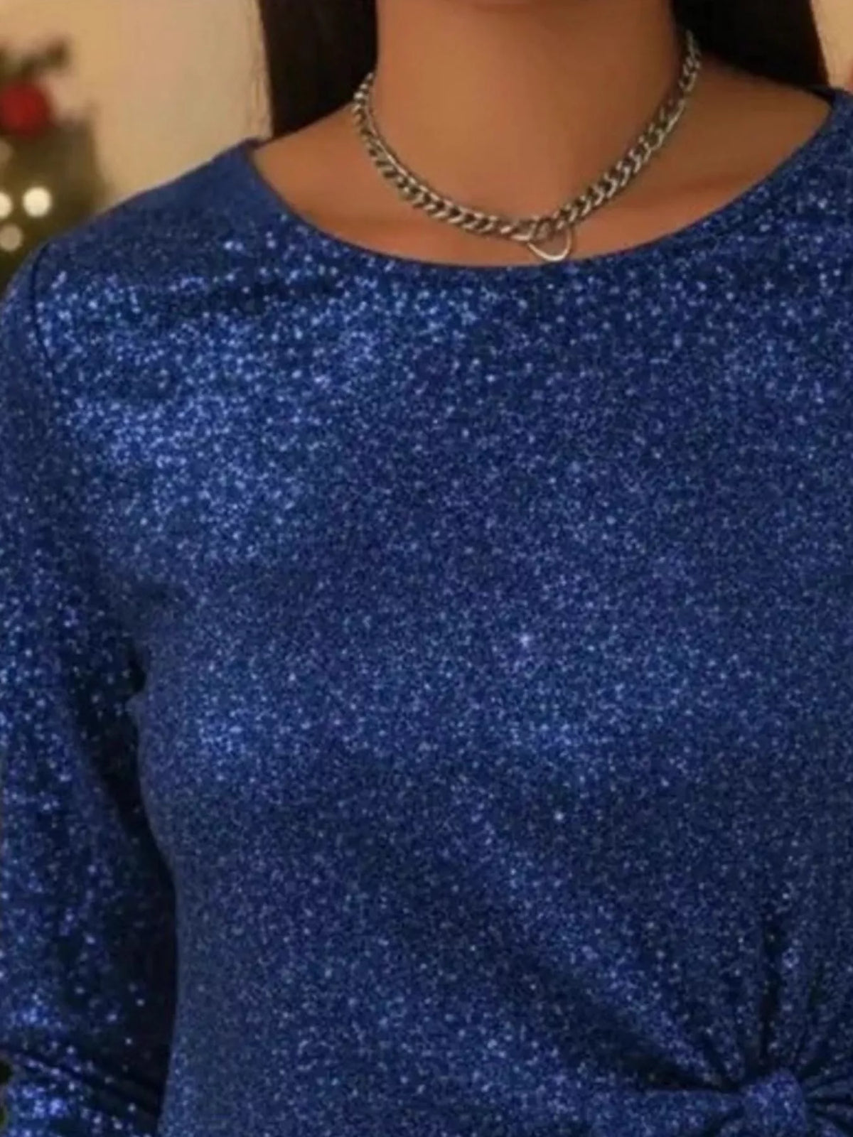 Full Size Sequin Bow-Knot Long Sleeve Top Plus Size - Draped in Grace