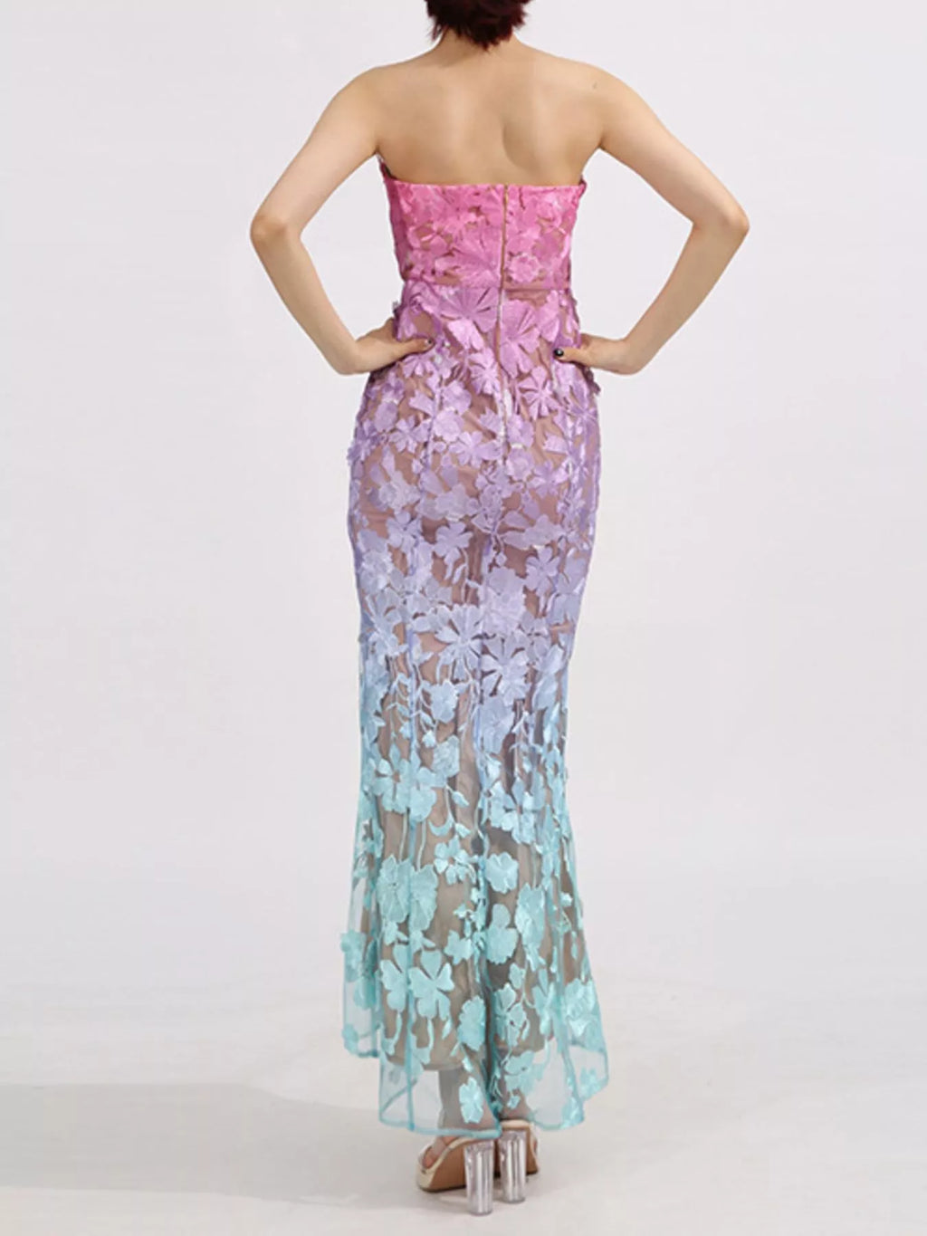 Floral Embroidered Tube Maxi Dress - Draped in Grace