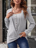 Ribbed Knit Faux Layered T-Shirt - Draped in Grace
