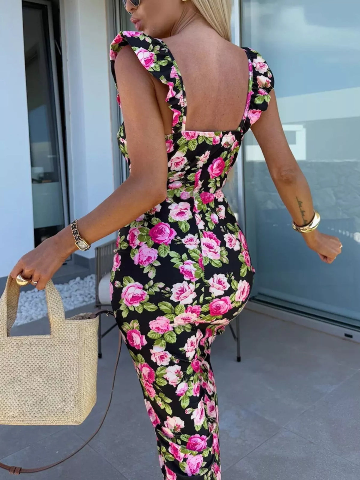 Slit Sweetheart Neck Midi Dress - Draped in Grace