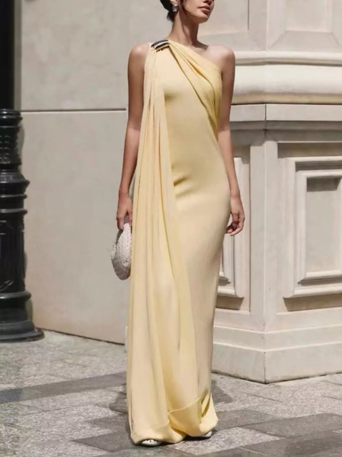 One-Shoulder Draped Maxi Dress - Draped in Grace