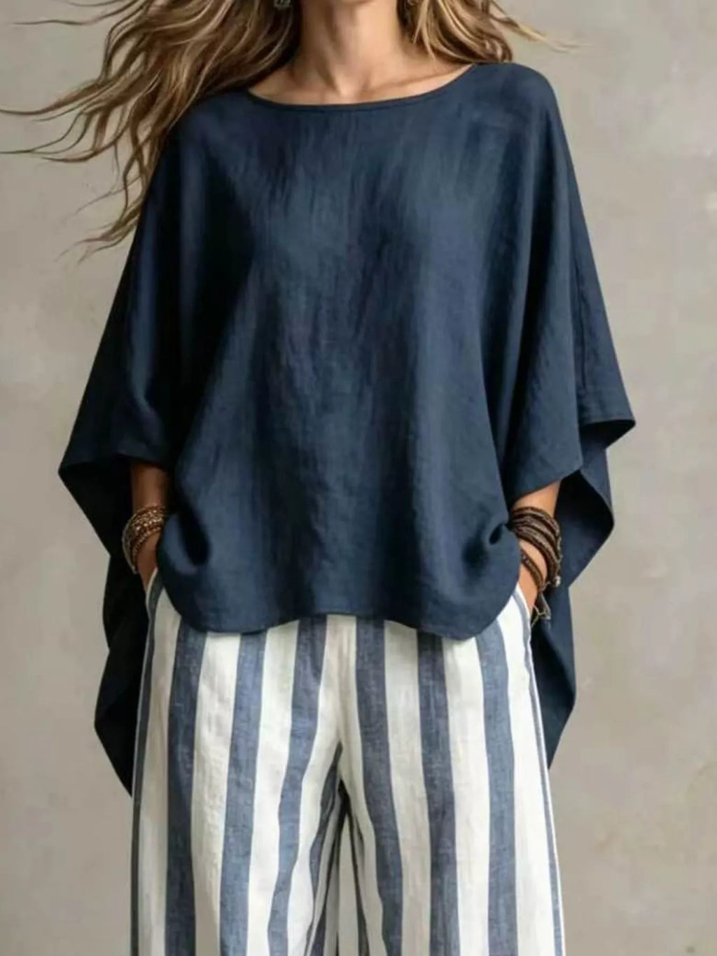 Full Size Solid Color Top and Pants Set Plus Size - Draped in Grace