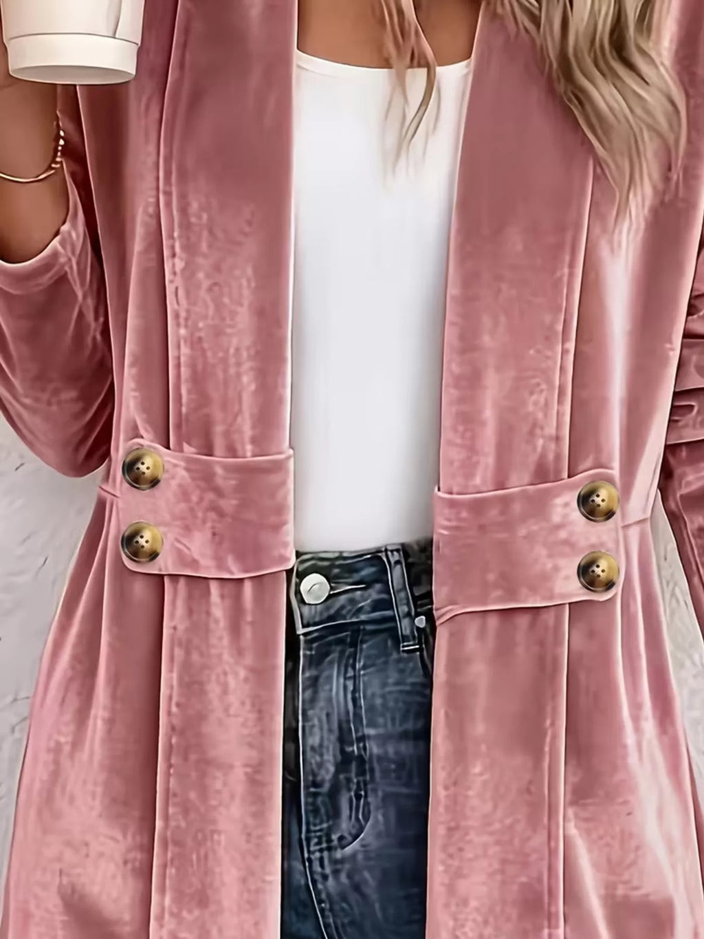 Elegant Velvet Open-Front Outerwear - Draped in Grace
