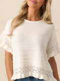 Lace Trimmed Knit Top - Draped in Grace