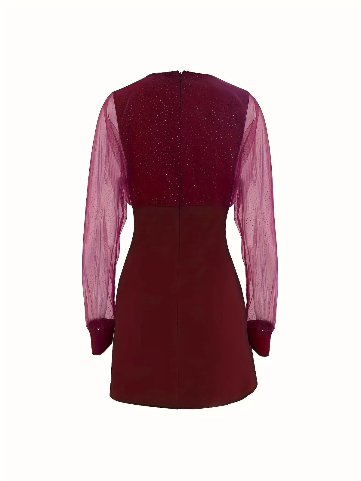 Glitter Mesh Long Sleeve Mini Dress - Draped in Grace