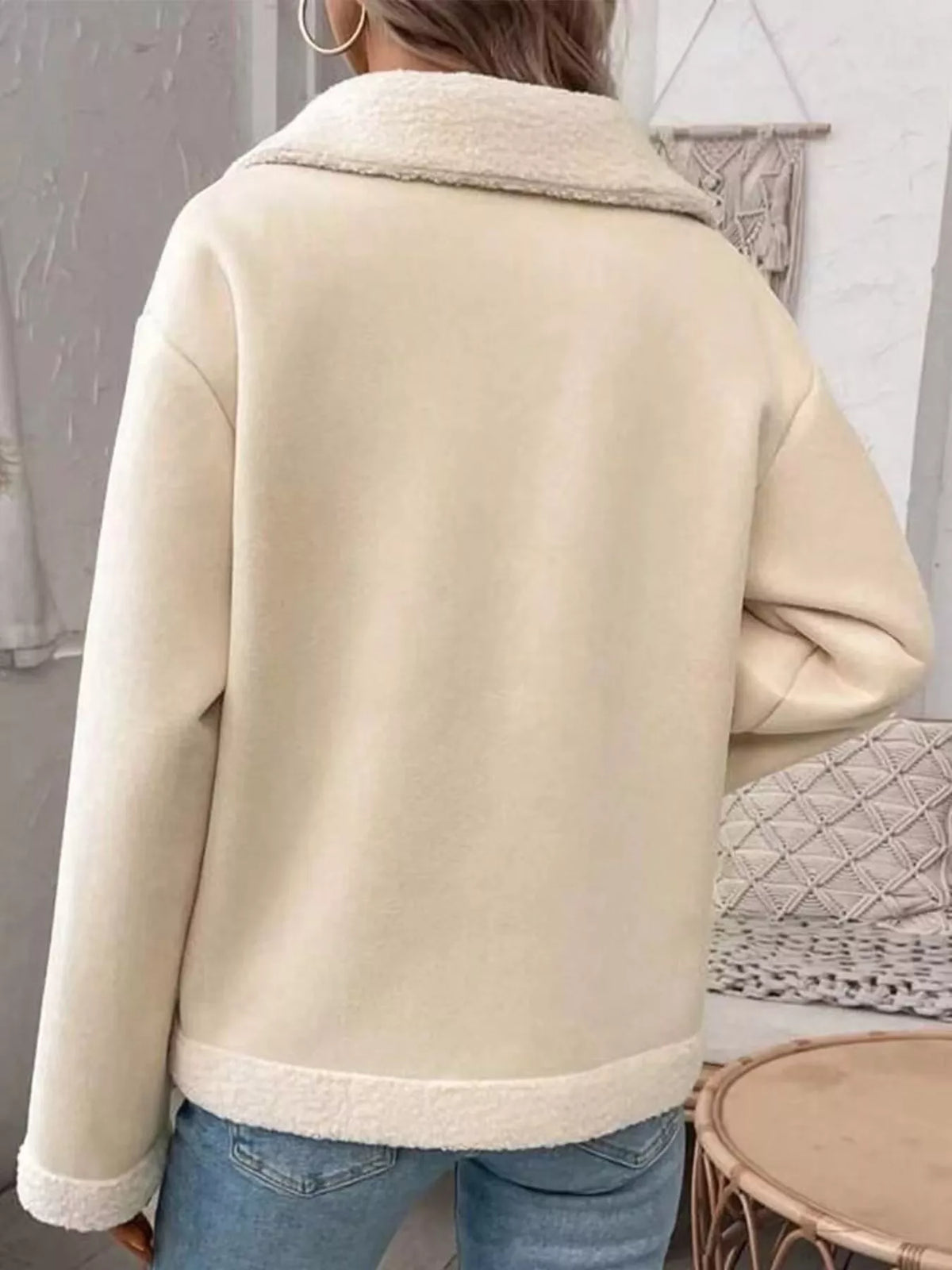 Plus Size Fleece Button-Down Outerwear - Draped in Grace