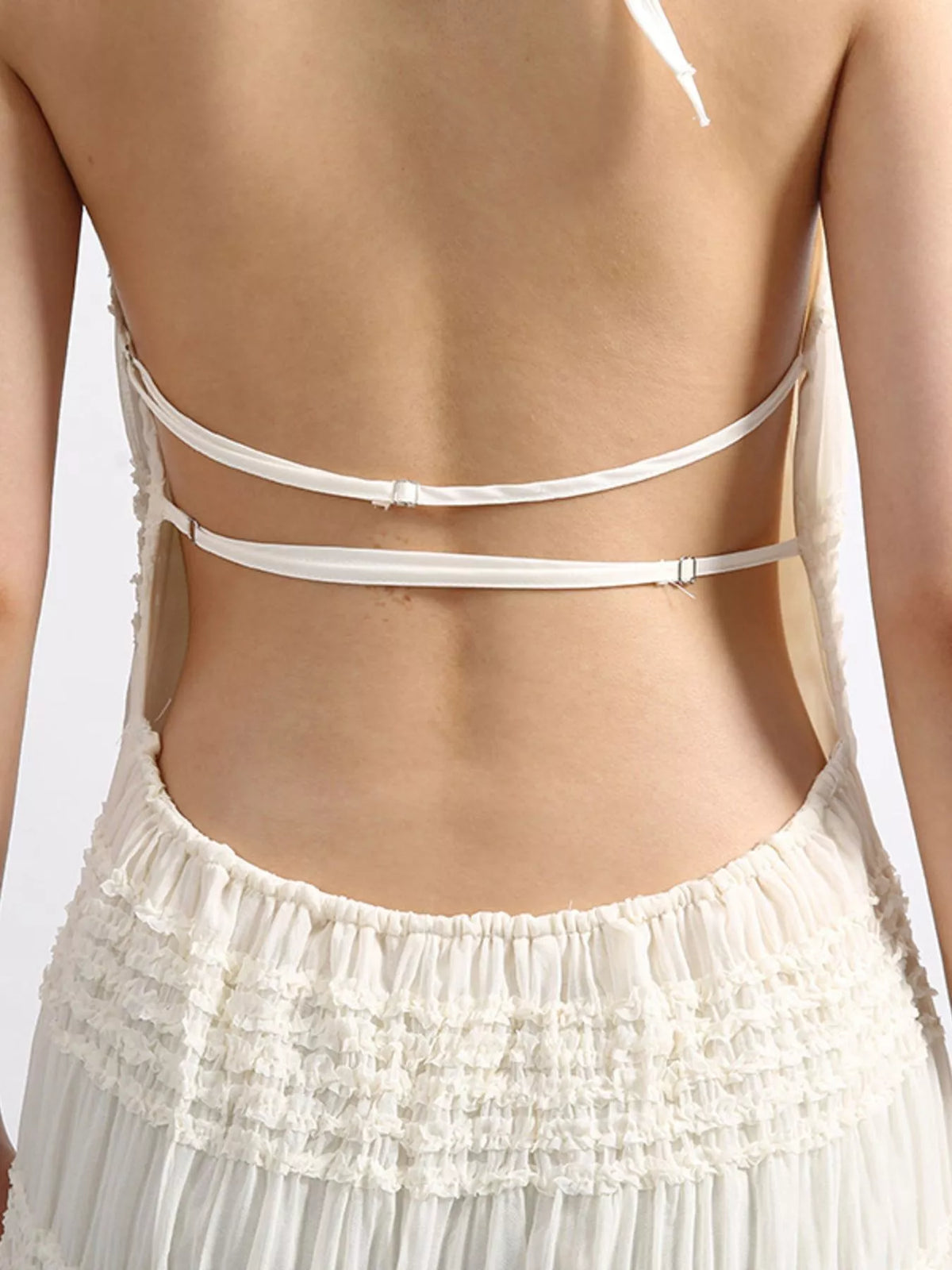 Backless Halter Neck Ruched Maxi Dress - Draped in Grace