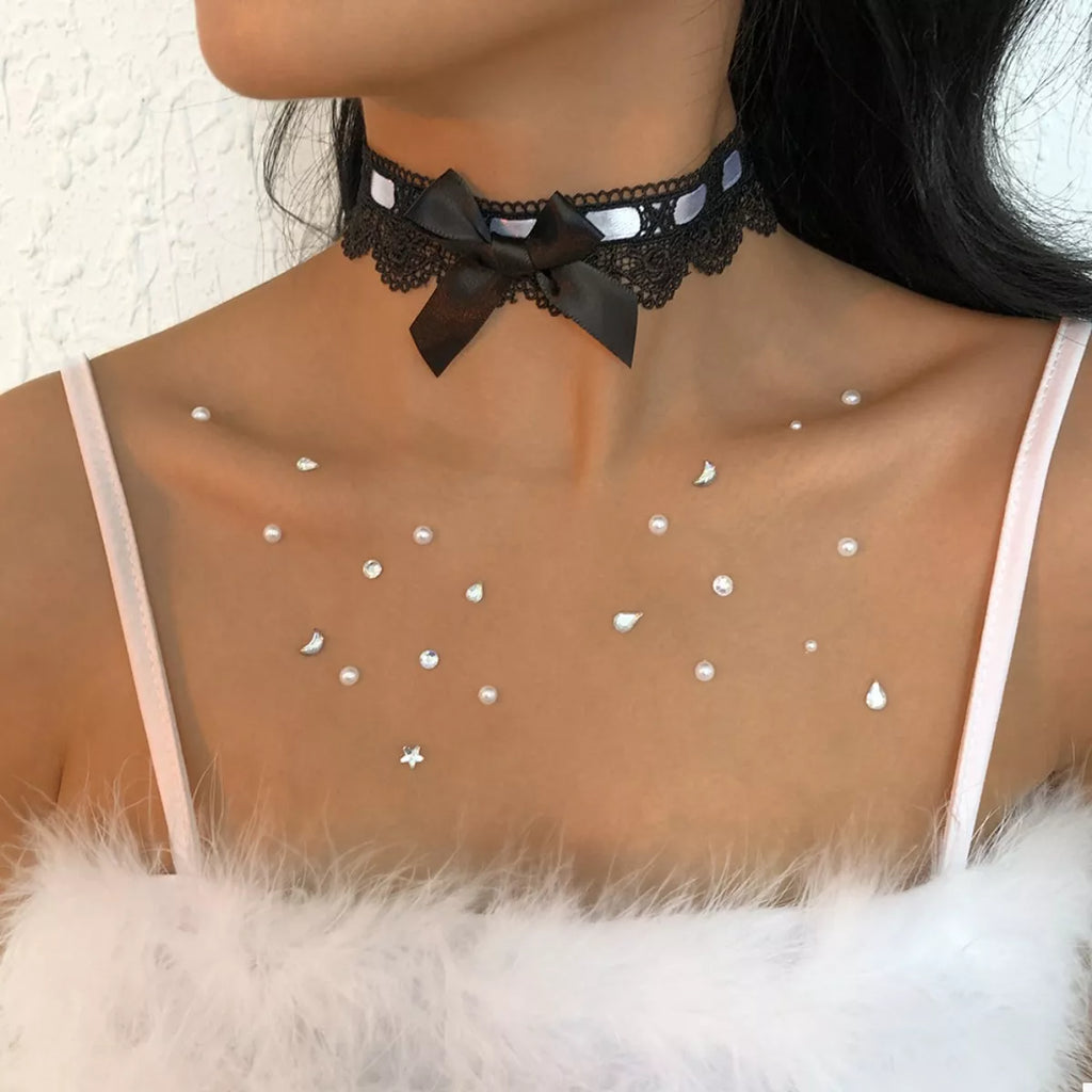 Lace Bow Choker Necklace - Draped in Grace