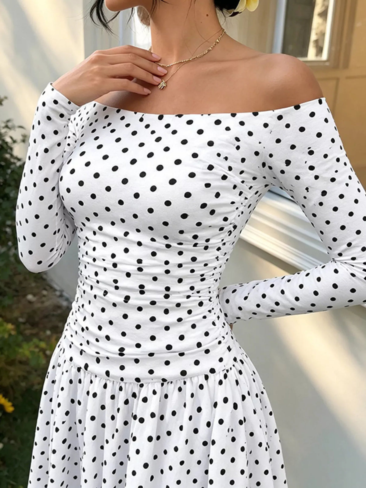 Off-the-Shoulder Maxi Dress - Draped in Grace