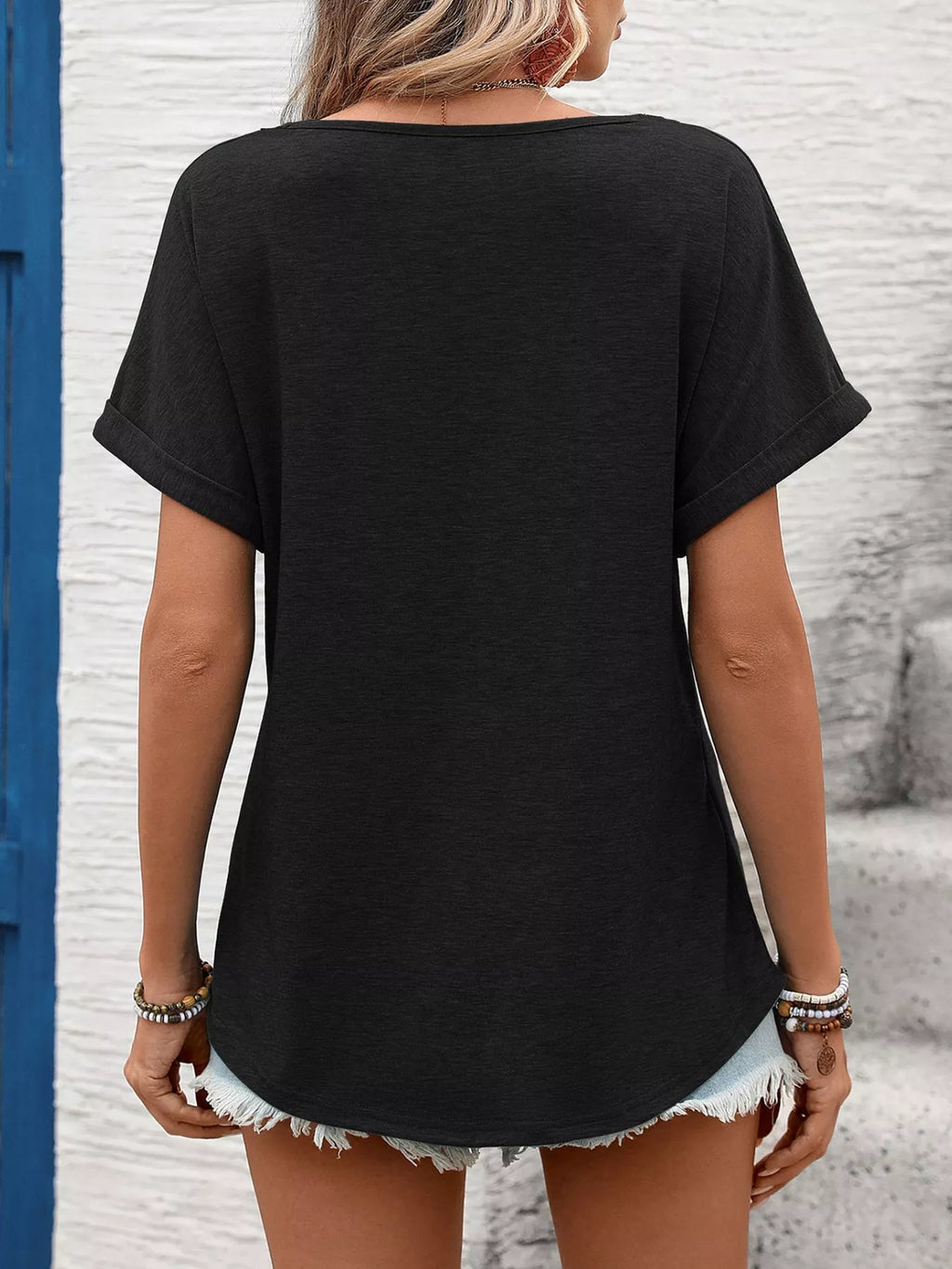 Lace Trim Short Sleeve T-Shirt - Draped in Grace