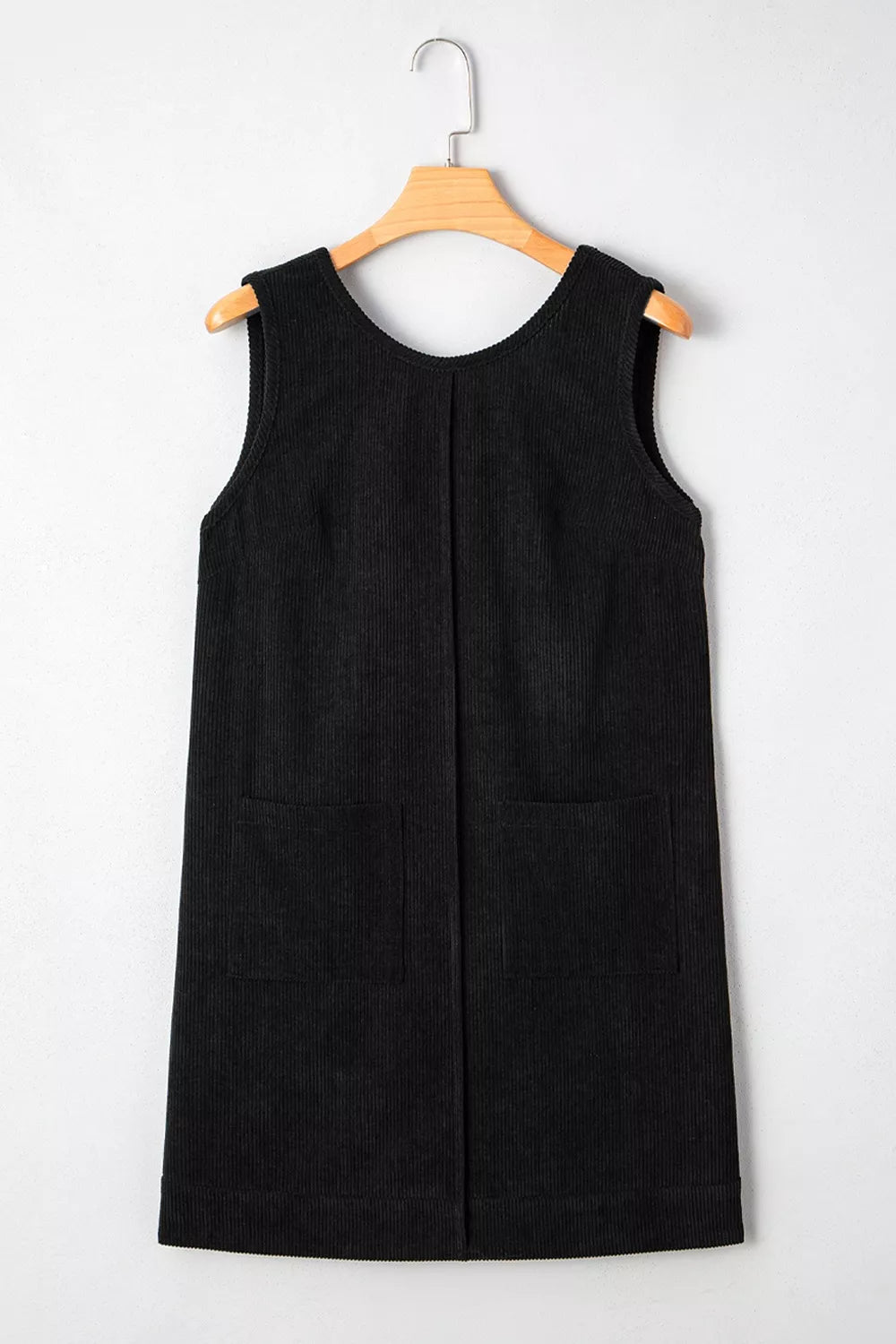 Corduroy Patch Pocket Sleeveless Mini Dress - Draped in Grace
