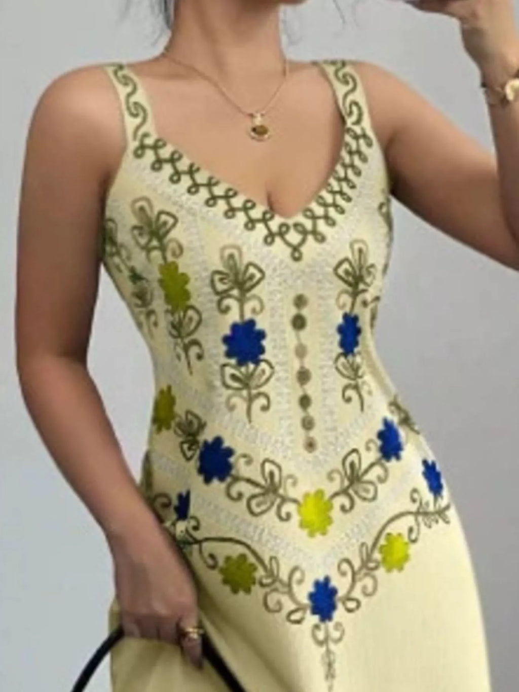 Floral Sleeveless Maxi Dress with Side Slit - Draped in Grace