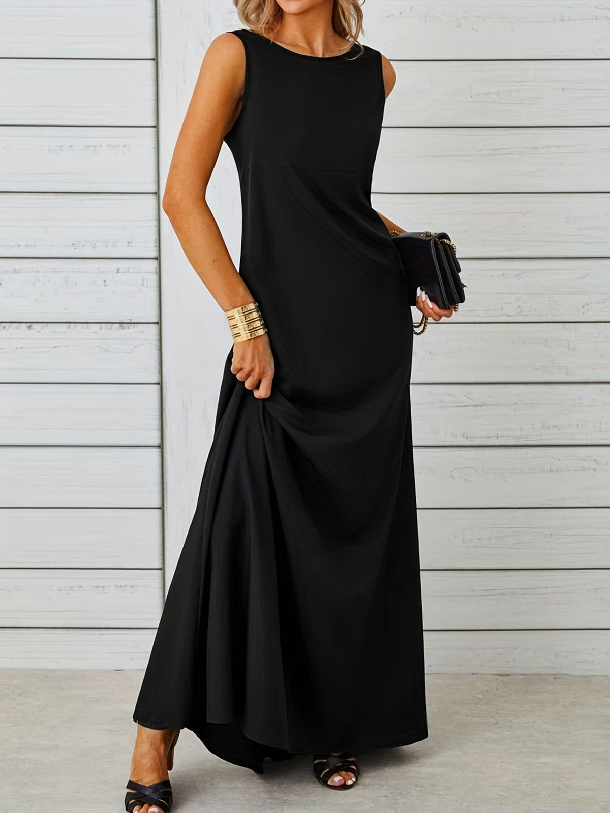 Sleeveless Flowy Maxi Dress - Draped in Grace